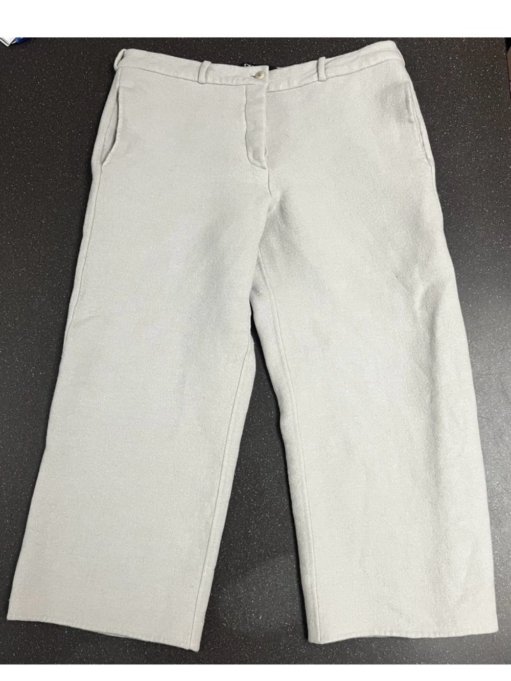DKNY Vintage Wool Angora Pants 14 Cream Beige Wide Leg Cropped Trousers Slacks